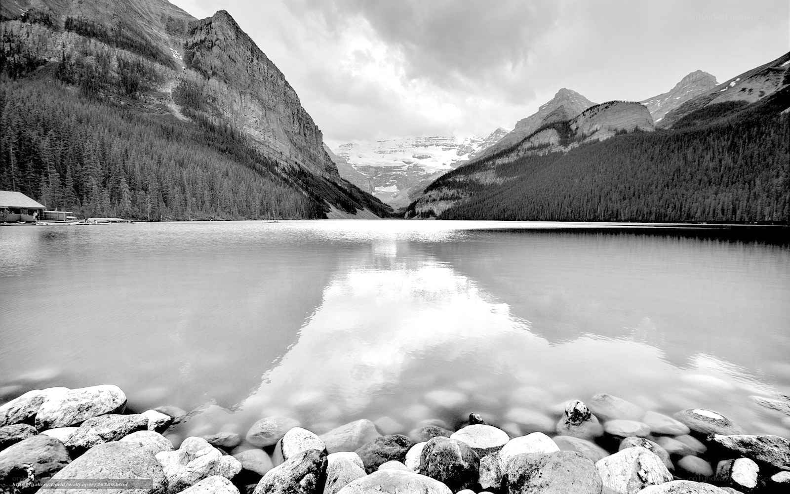 Lake Louise in black and white