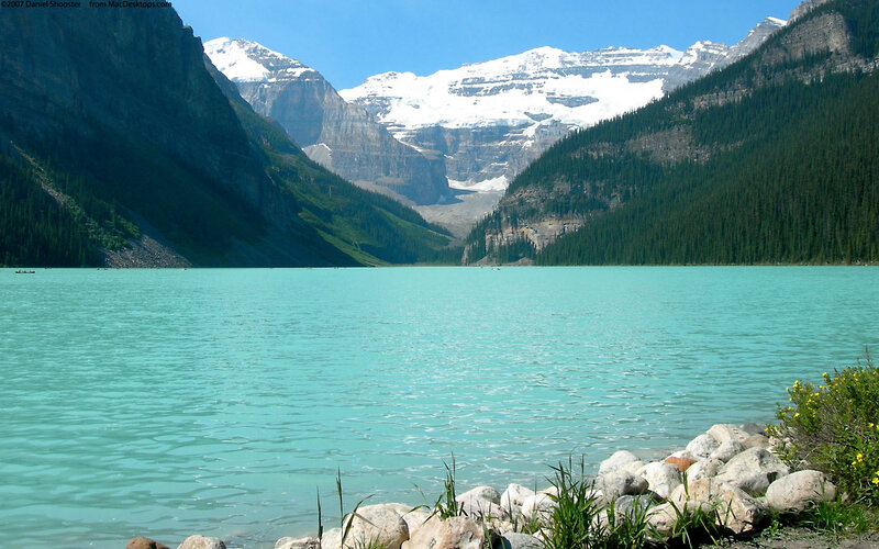 Lake Louise with snow-capped mountains
