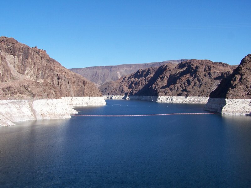 Lake Mead with white water line