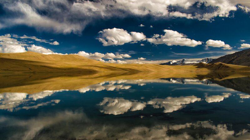 Lake Reflecting Clouds — Blue, Dramatic