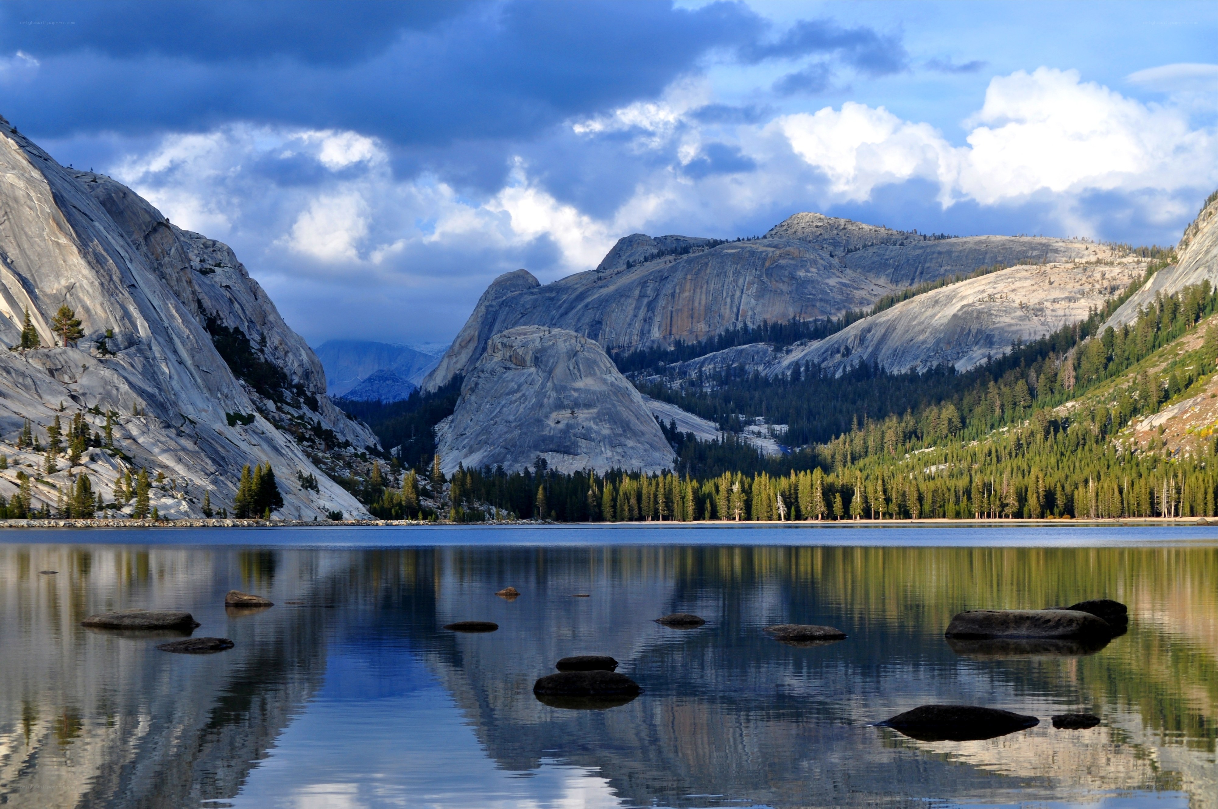 Lake reflecting mountains and sky