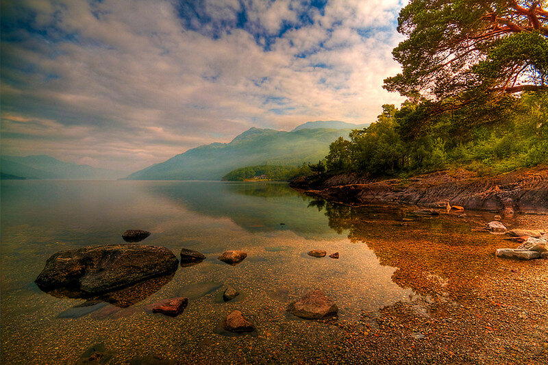 Lake Shore with Rocks — Blue