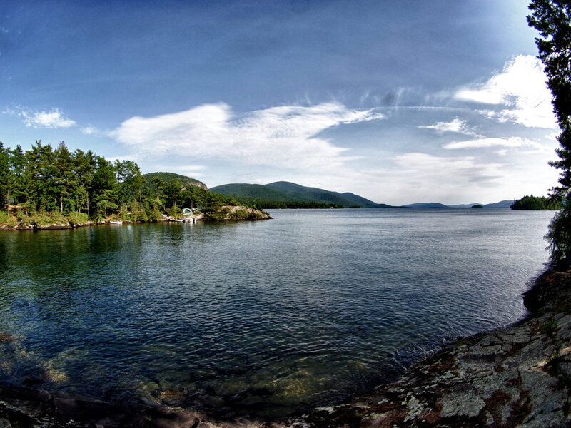 Lake Surrounded by Forest — Blue, Serene, Afternoon, Photograph, Trees