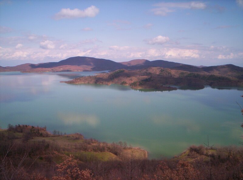 Lake Surrounded by Hills — Blue, Serene, Afternoon, Photograph, Sky