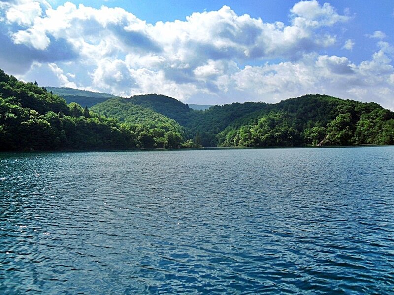 Lake Surrounded by Hills — Blue, Serene