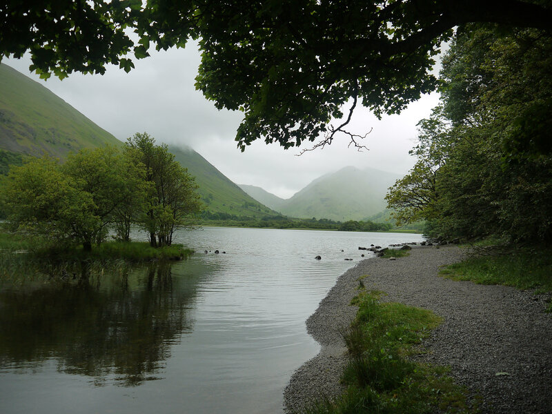 Lake Surrounded by Hills — Green, Serene, Morning