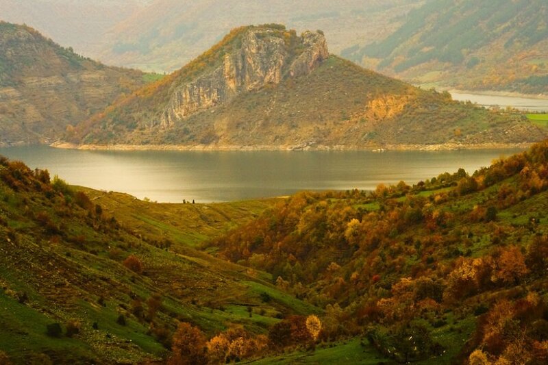 Lake Surrounded by Hills — Green, Serene