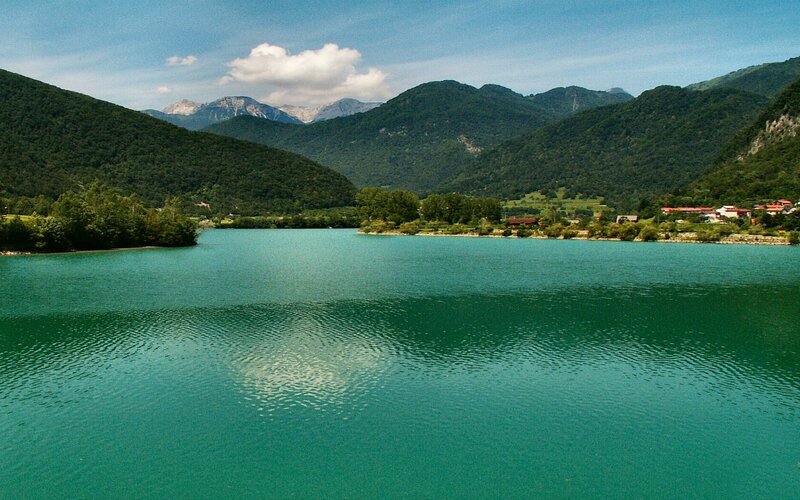 Lake surrounded by mountains