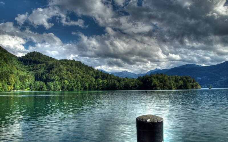 Lake Surrounded by Mountains — Blue, Dramatic, Afternoon