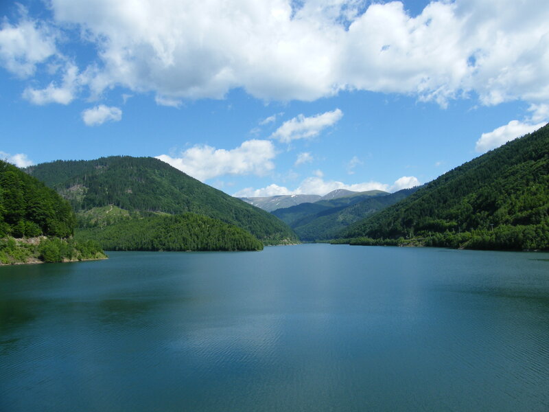 Lake Surrounded by Mountains — Blue, Serene, Afternoon, Photograph, Trees, Sky