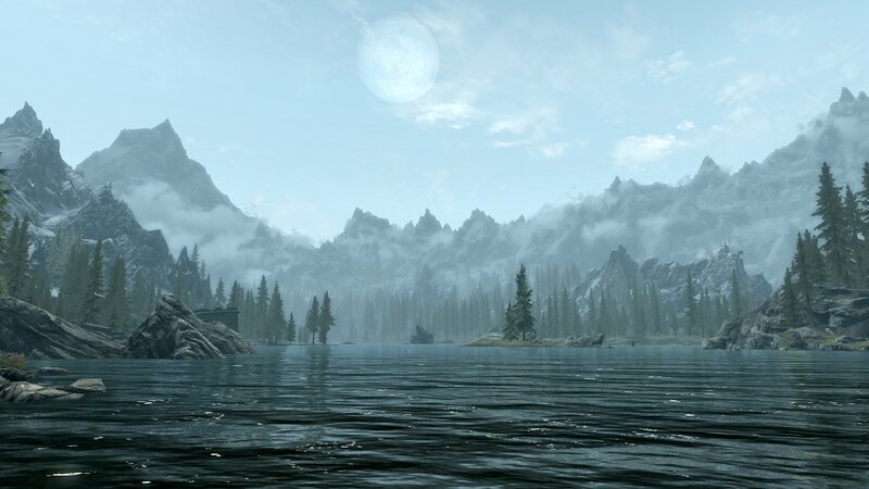Lake Surrounded by Mountains — Blue, Serene, Morning
