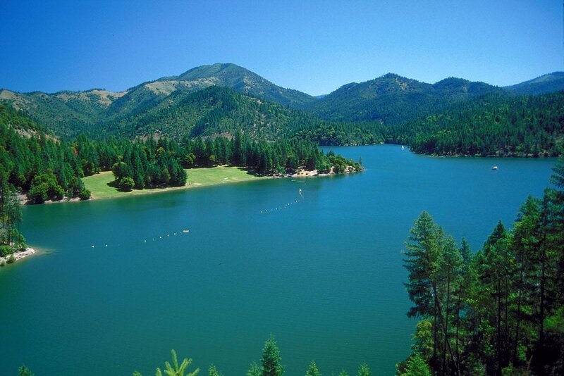 Lake Surrounded by Mountains — Blue