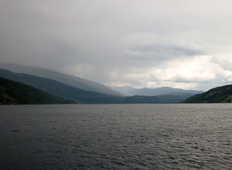Lake Surrounded by Mountains — Gray