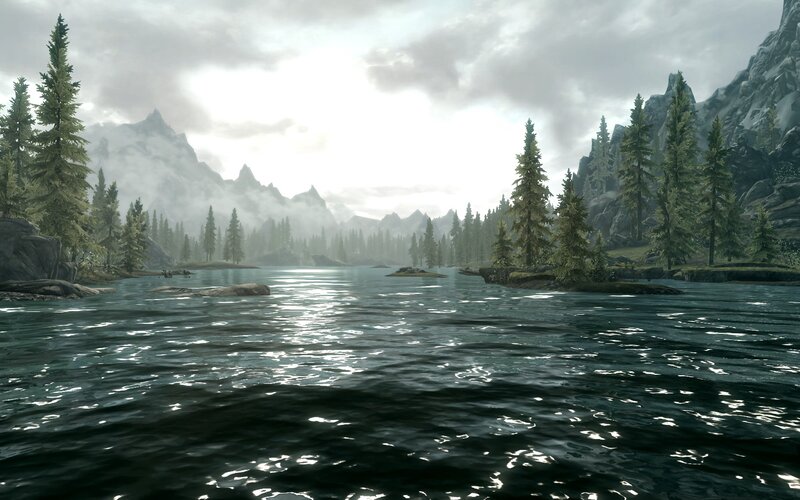 Lake Surrounded by Mountains — Green, Serene, Morning