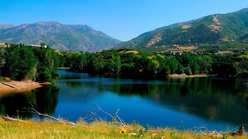 Lake Surrounded by Mountains — Sunflower
