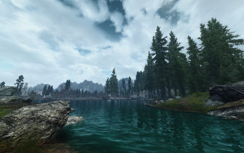 Lake Surrounded by Trees — Green, Serene, 3d Render