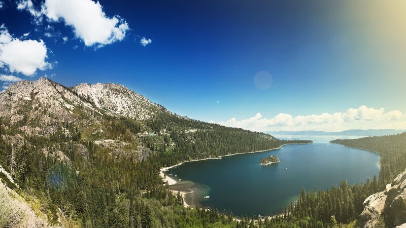 Lake Tahoe with mountains and forest