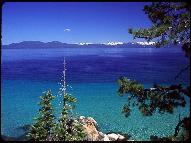 Lake Tahoe with Snow-capped Mountains — Blue