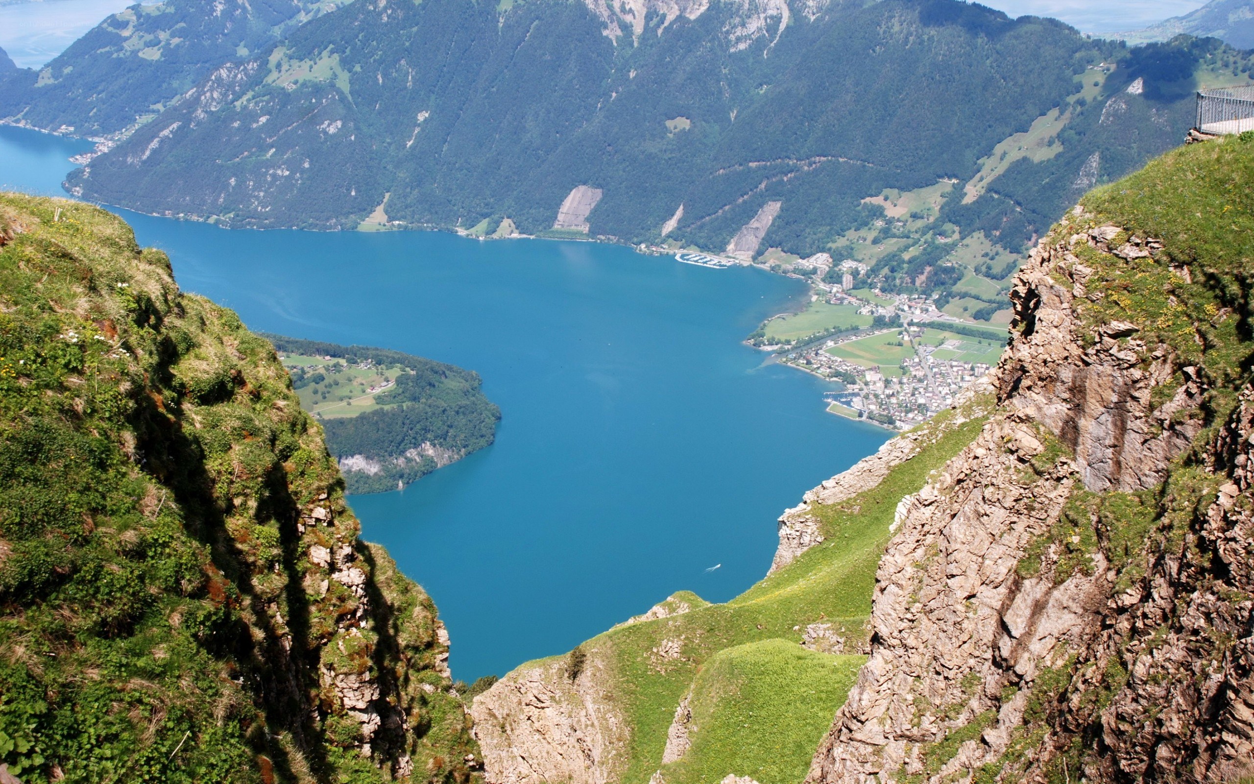 Lake Thun from a mountain viewpoint