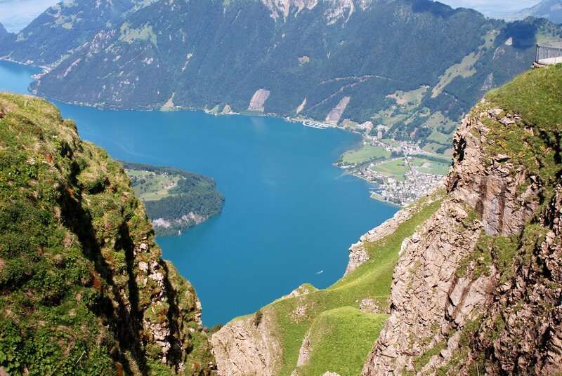 Lake Thun from a mountain viewpoint
