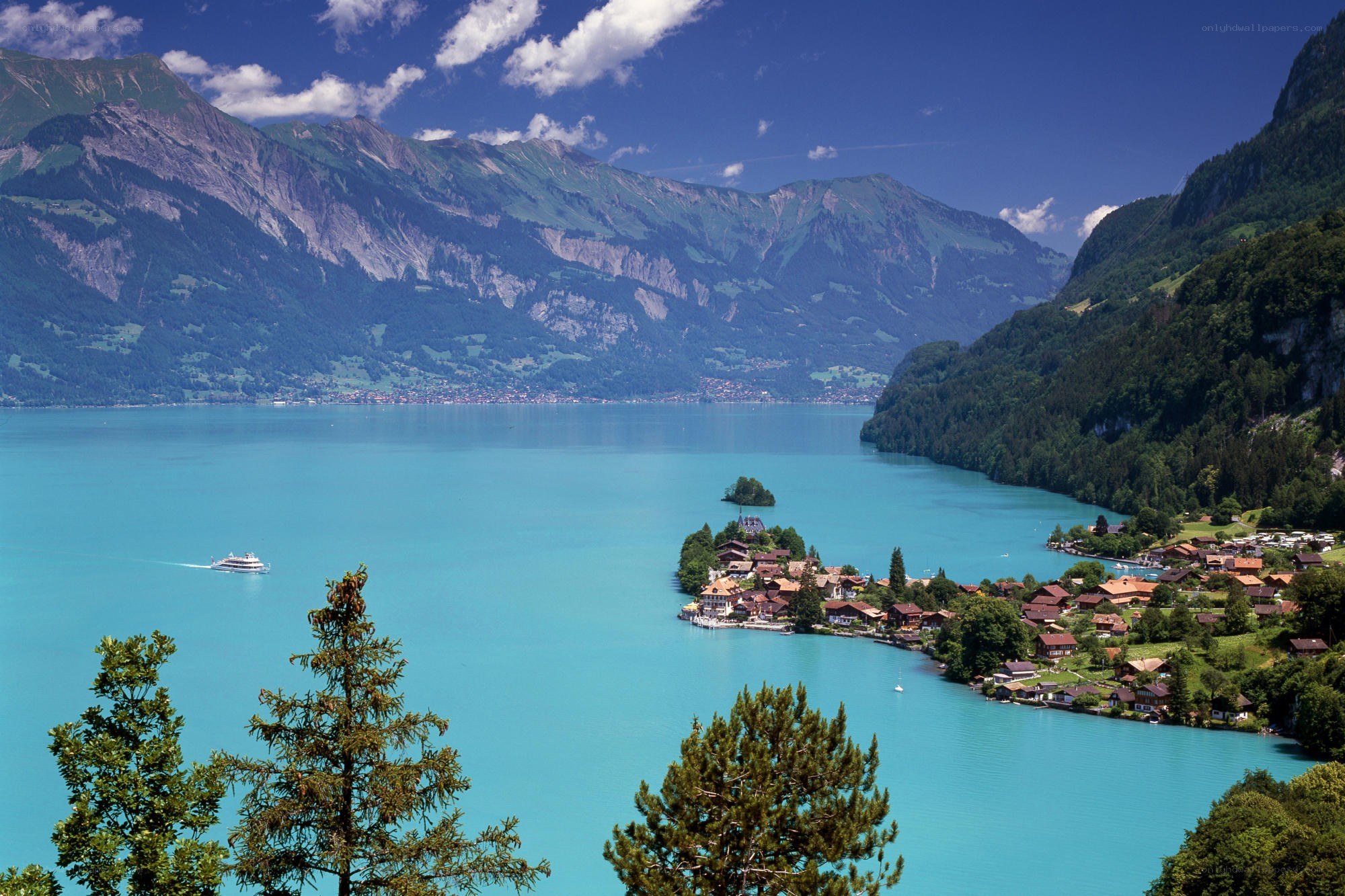 Lake Thun with mountains