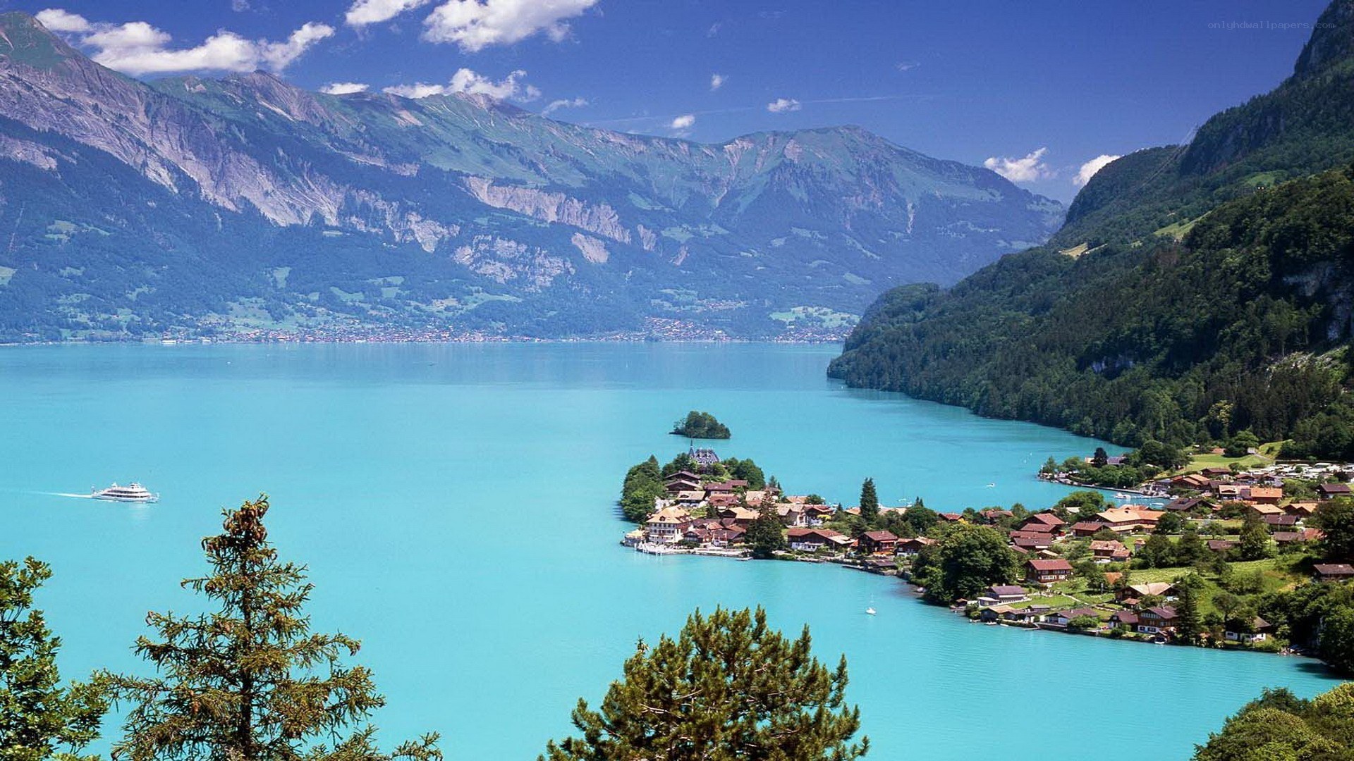Lake Thun with mountains