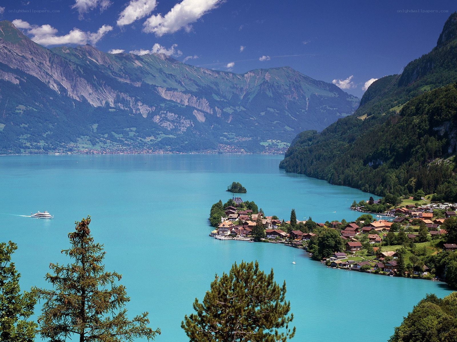 Lake Thun with mountains