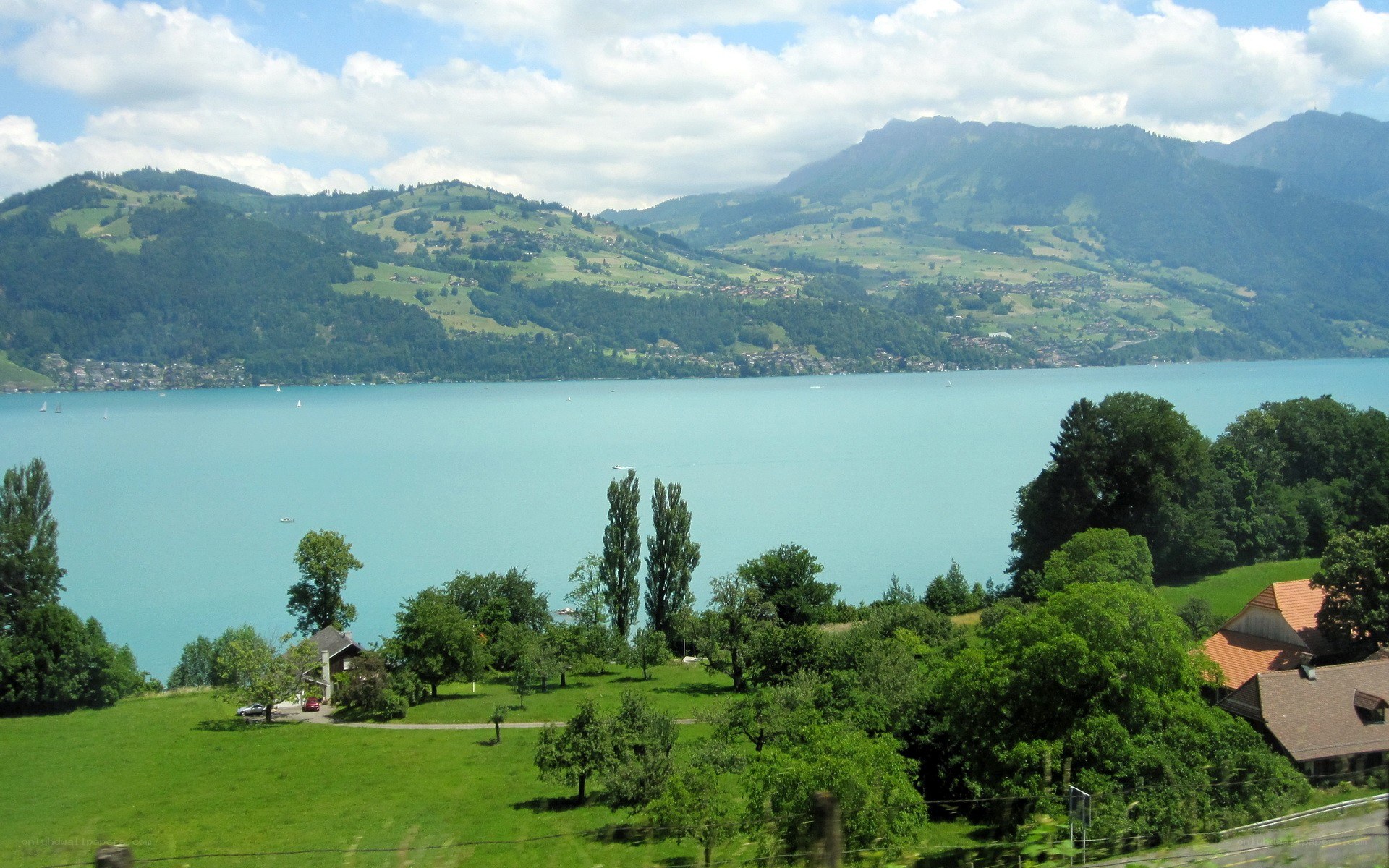 Lake Thun with mountains