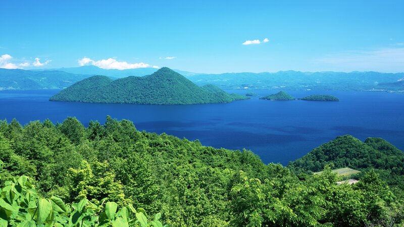 Lake Toya with volcanic islands