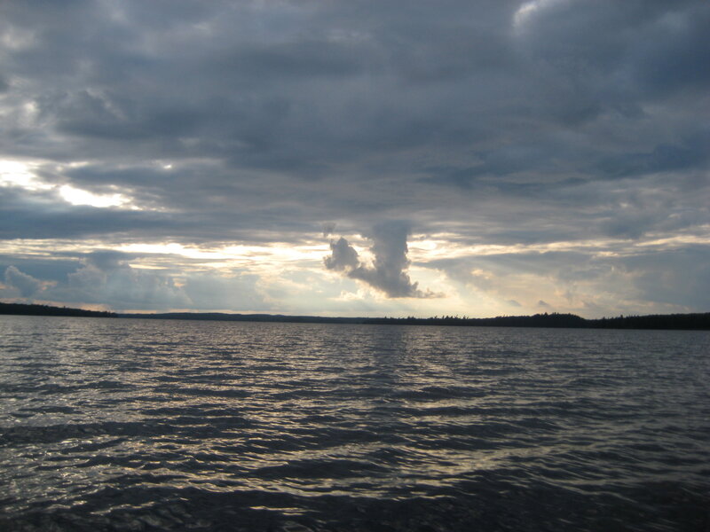 Lake under Cloudy Sky — Gray