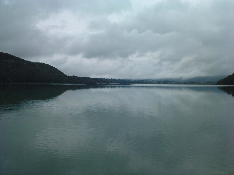 Lake under cloudy sky