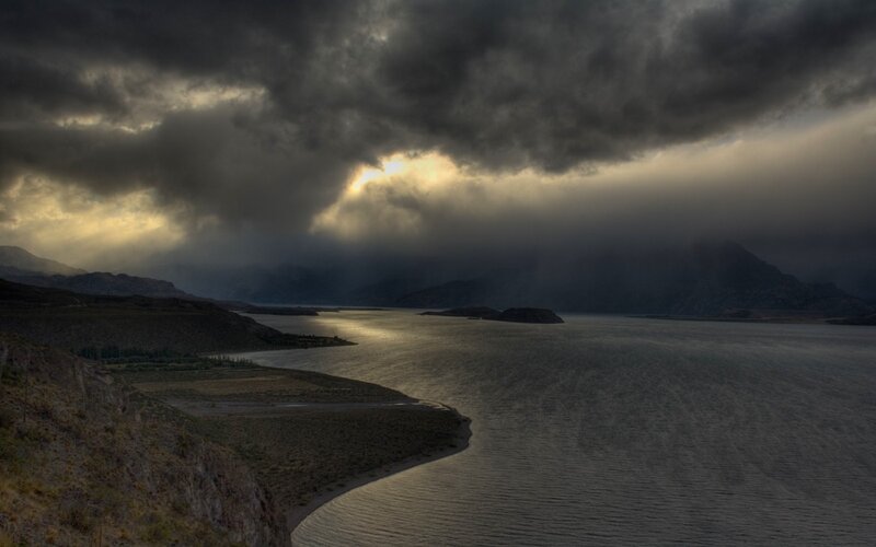 Lake under Stormy Sky — Gray