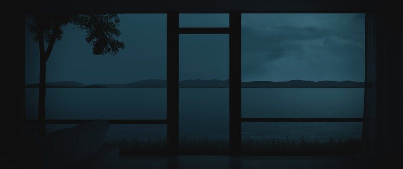Lake View at Dusk — Blue