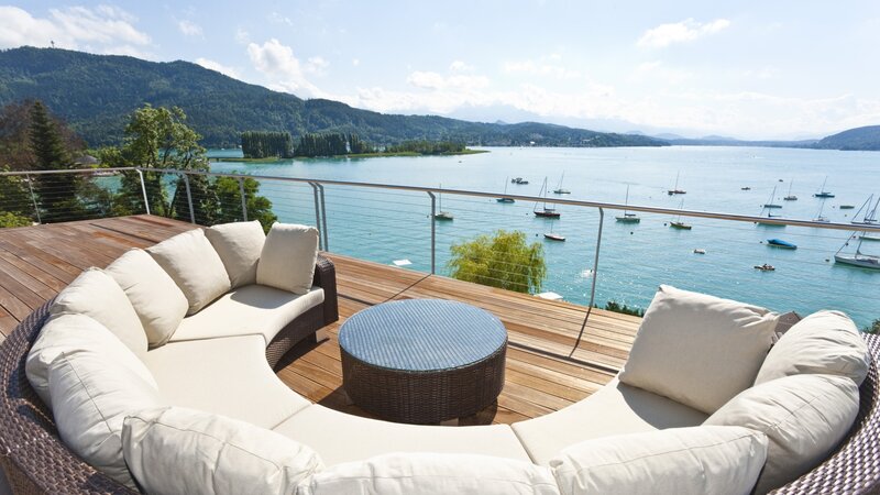Lake view deck with lounge seating