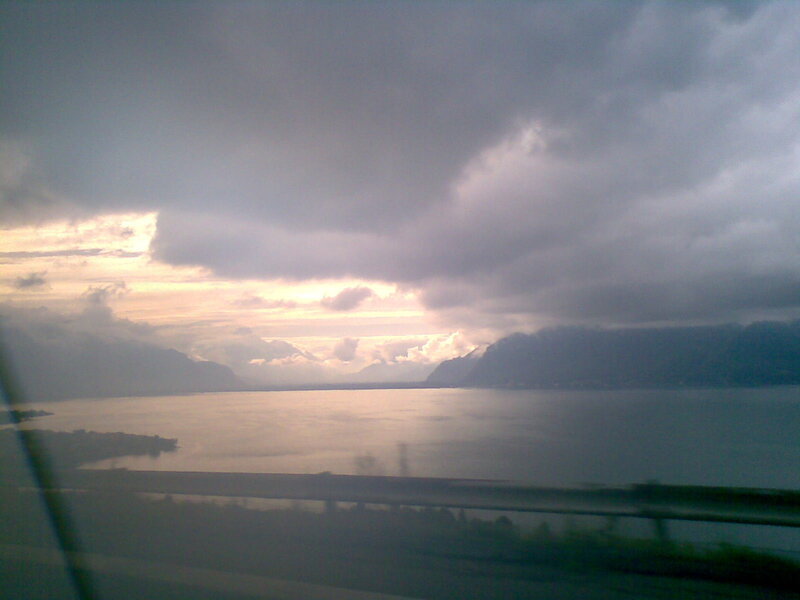 Lake view from a moving vehicle