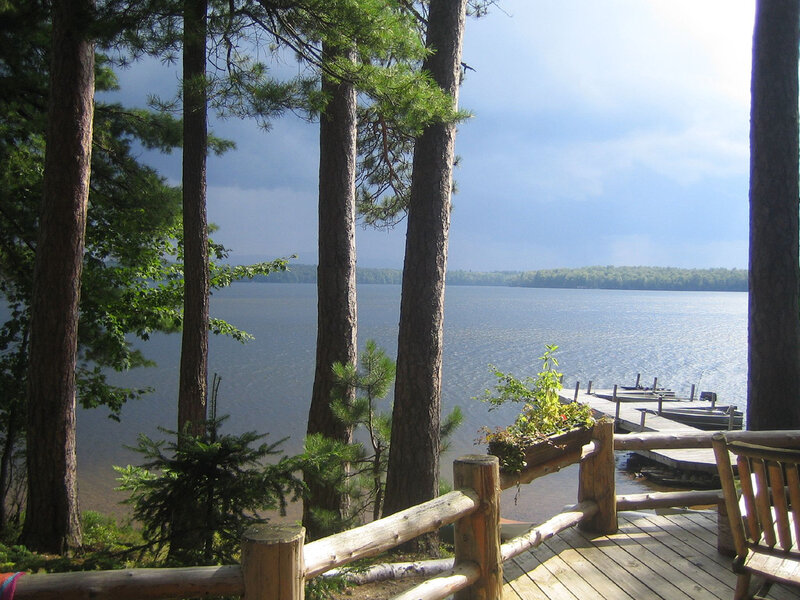 Lake view from wooden deck