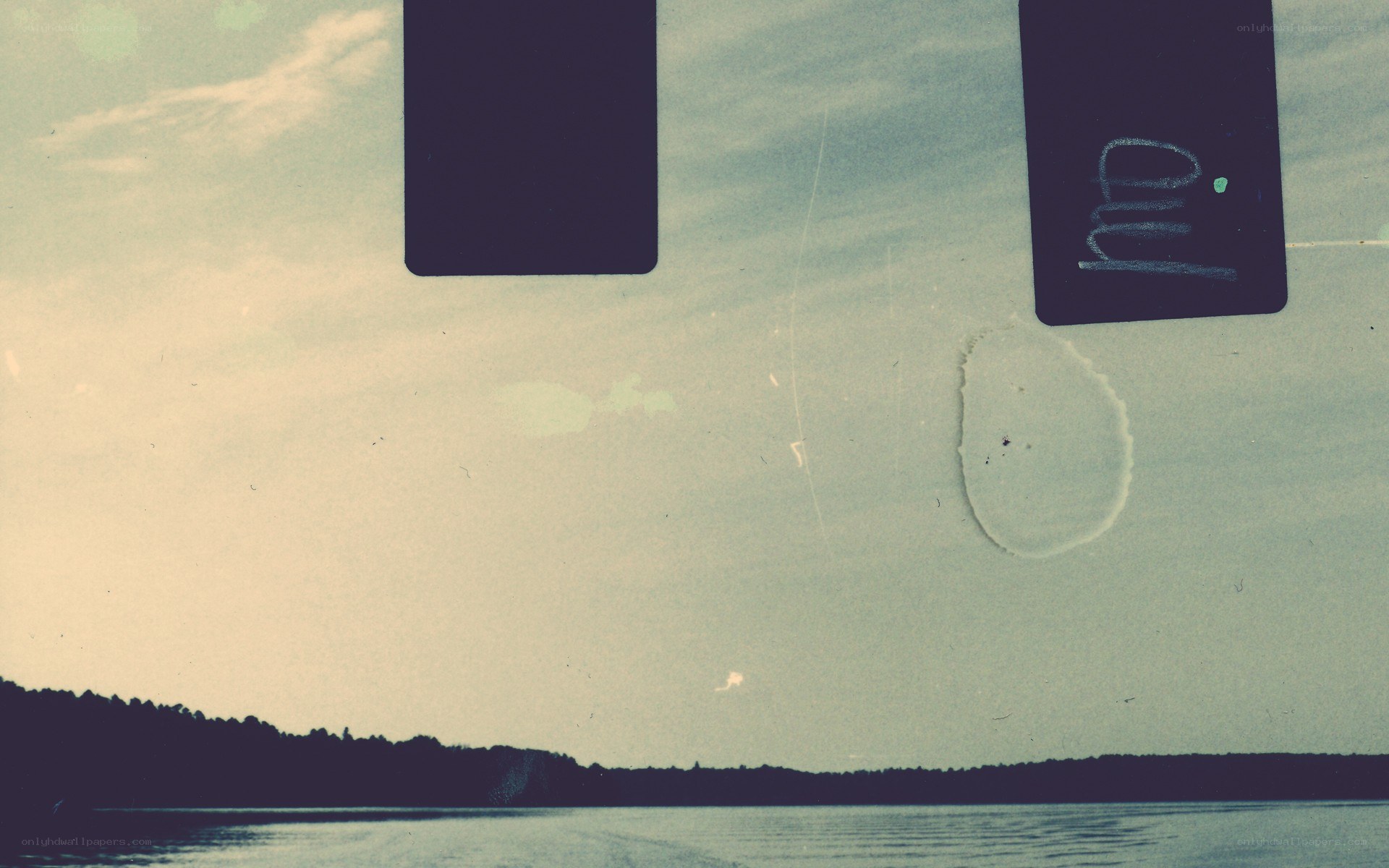 lake view with water stains