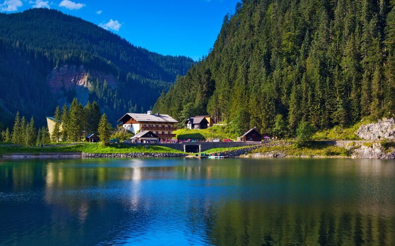 Lake with Alpine Houses