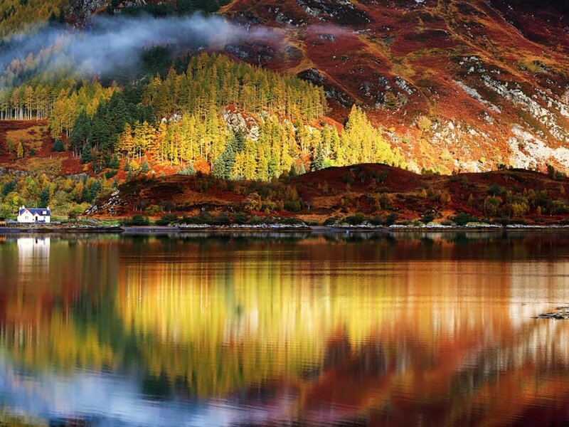 Lake with Autumn Hills — Yellow