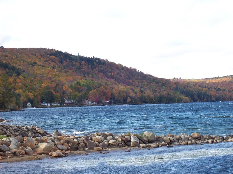 Lake with Autumn Trees — Blue, Calm