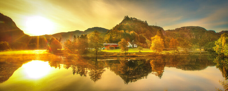 Lake with Autumn Trees — Yellow, Serene