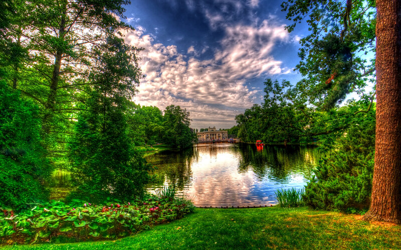 Lake with Building in Distance