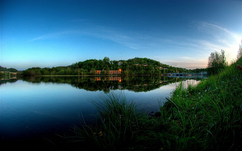 Lake with Buildings