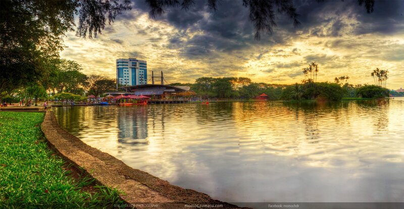 Lake with Buildings — Yellow