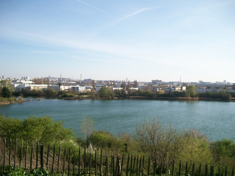 Lake with City Skyline — Blue