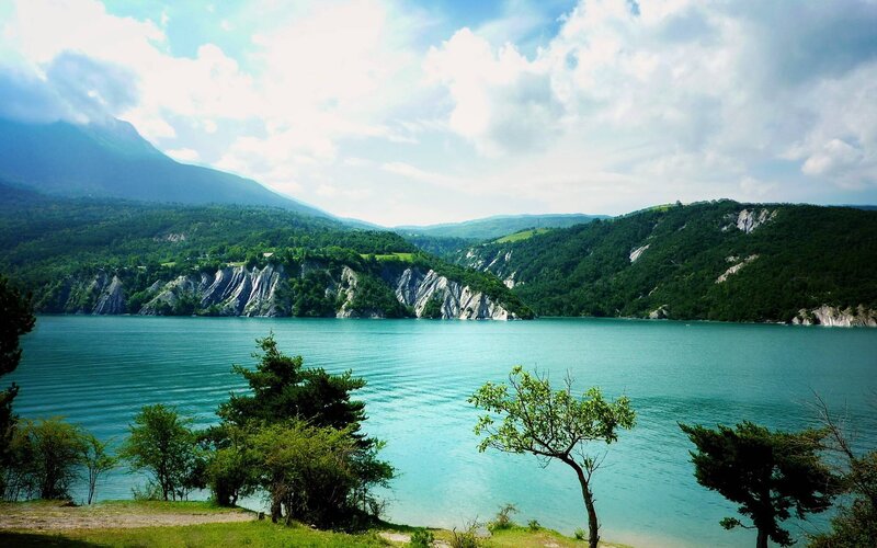 Lake with Cliffs — Blue, Serene