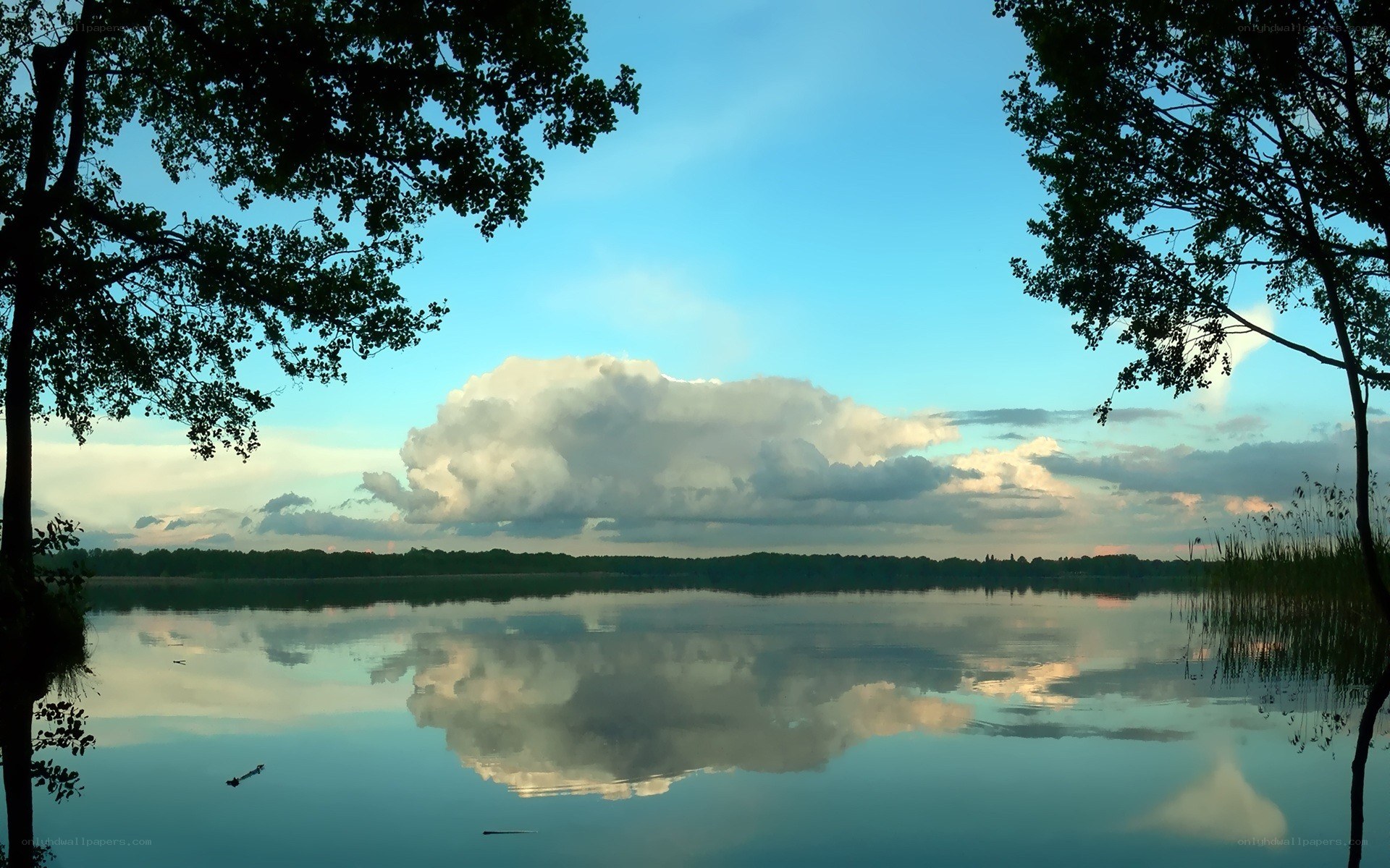 Lake with cloud reflection