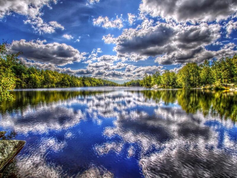 Lake with Cloud Reflection — Blue, Dramatic