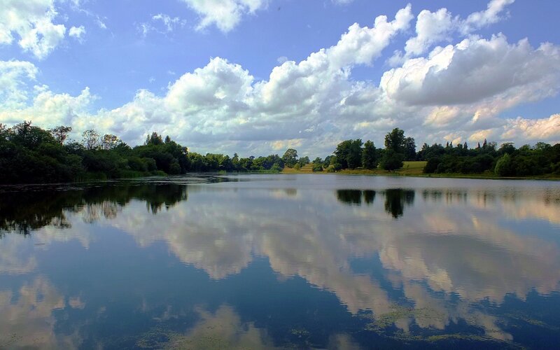 Lake with Cloud Reflection — Blue, Serene, Afternoon, Photograph, Clouds