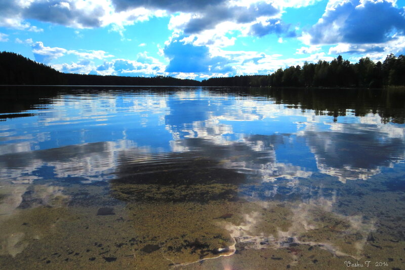 Lake with Cloud Reflection — Blue, Serene, Afternoon, Photograph